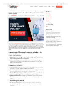 Doctors Professional Indemnity – Highlighting Its Importance in Modern Medical Practice