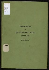 D F Mulla principles of Mohammedan law