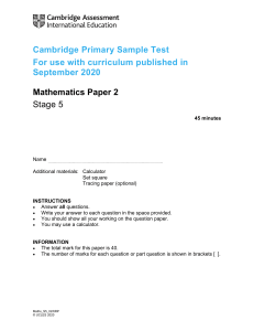Mathematics Stage 5 Sample Paper 2 