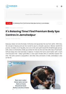 It’s Relaxing Time! Find Premium Body Spa Centres in Jamshedpur
