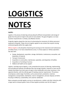 Logistics Notes