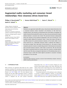 Augmented reality marketing and consumer‒brand relationships: How closeness drives brand love