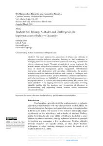 Teachers’ Self-Efficacy, Attitudes, And Challenges in The Implementation Of Inclusive Education