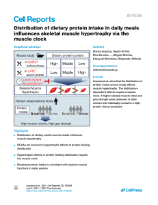 Aoyama et al - Cell Reports - Distributio of dietary protein intake in daily meals influences skeletal muscle hy