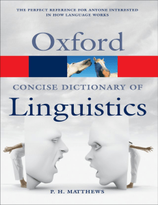 Concise Oxford Dictionary of Linguistics (2007)