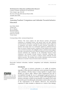 Assessing Teachers’ Competence and Attitudes Towards Inclusive Education