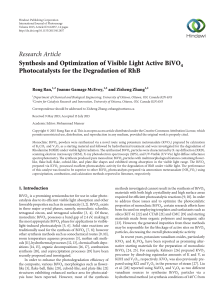 Synthesis and Optimization of Visible Light Active BiVO4