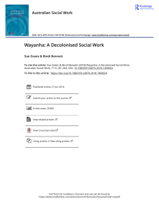 Wayanha  A Decolonised Social Work 