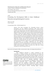 Evaluating the Development Skills in Early Childhood Education among Kindergarten Learners