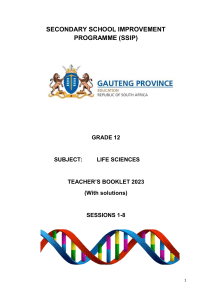 LIFE SCIENCES SSIP TEACHER'S BOOKLET SESSIONS 1-8 2023