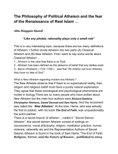 The Philosophy of Political Atheism and the fear of the Renaissance of Real Islam … Abu Hayyan Saeed