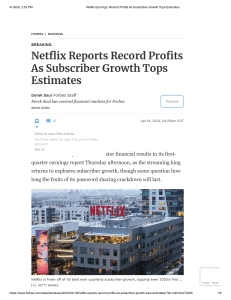 Netflix Earnings  Record Profits As Subscriber Growth Tops Estimates