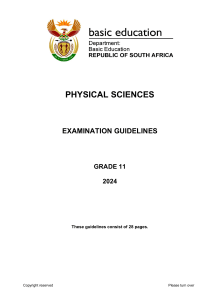 Physical Sciences GR 11 Exam Guidelines 2024 Eng