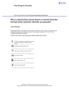 Why is absent low sexual desire a mental disorder  except when patients identify as asexual  
