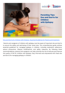 Dos and Don'ts for Children with Epilepsy Essential Guidelines for Parents and Caregivers