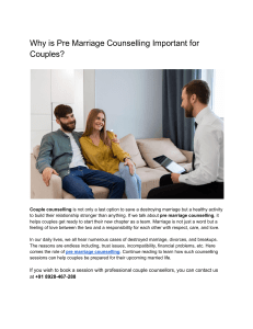 Why is Pre Marriage Counselling Important for Couples?