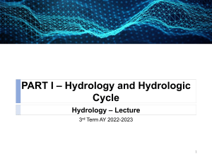02 ESHYDL30 - Intro to Hydrology, Hydrologic cycle, Precipitation