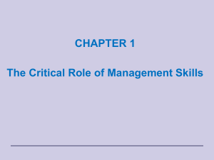 CHAP 1 INTRODUCTION  Critical role of Management skills