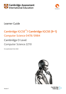 IGCSE Computer Science 0478 Learner Guide for examination from 2023