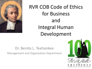RVRCOB Code of Ethics for Business and Human Development