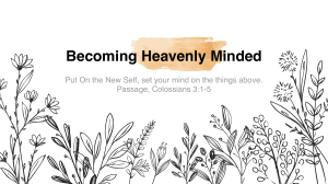 Colossians 3 (Becoming Heavenly Minded)