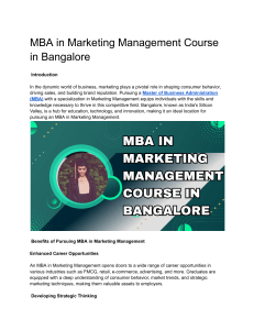 MBA in Marketing Management Course in Bangalore
