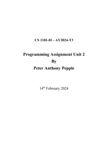 Programming Assignment Unit 2 - Peter Anthony
