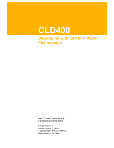 CLD400 EN Col14 Developing with SAP BTP ABAP Environment