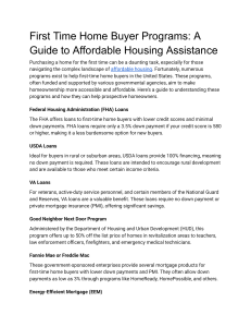 First Time Home Buyer Programs: A Guide to Affordable Housing Assistance