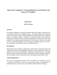 'Understanding Power and Politics in the Context of Workplace'