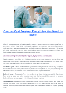 Ovarian Cyst Surgery Everything You Need to Know