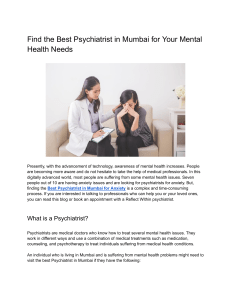 Find the Best Psychiatrist in Mumbai for Your Mental Health Needs