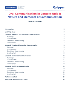 Oral Communication Unit 1 Nature and Elements of Communication