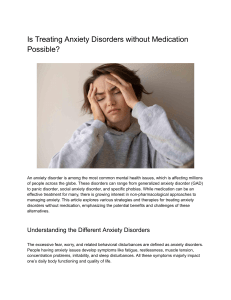 Is Treating Anxiety Disorders without Medication Possible?