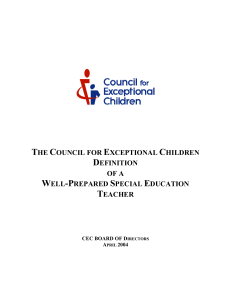 The council for exceptional children definition of a well-prepared special education teacher