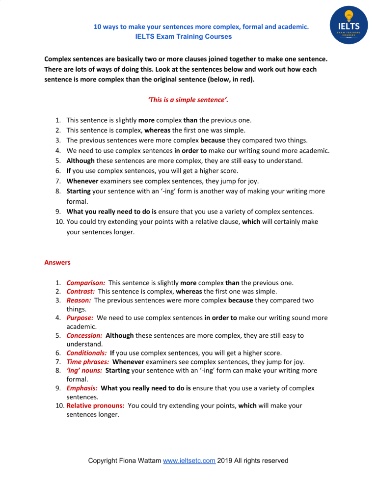 IELTS Complex Sentences