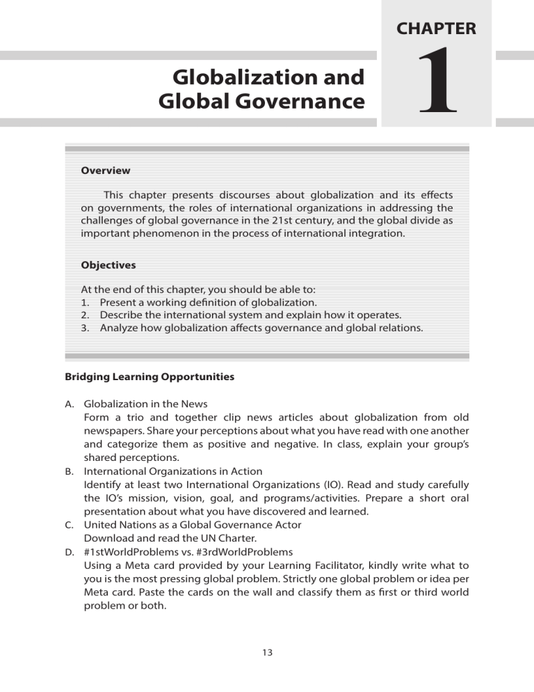 1 TCW Chapter 1 Globalization And Global Governance