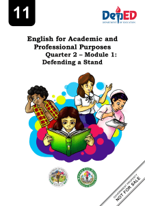 Defending a Stand: English for Academic Purposes Module