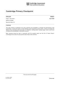 Cambridge Primary Checkpoint English Mark Scheme April 2024