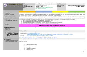 Ethical Citation: Inquiries & Immersion Lesson Log
