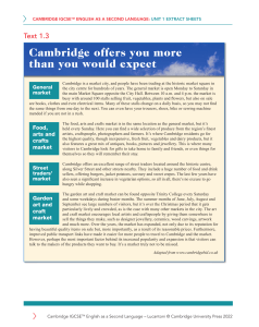 Cambridge Markets: IGCSE English Extract Sheet