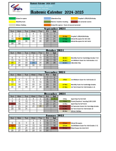 Academic Calendar 2024-2025