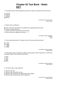 Finance Test Bank: Present Value, NPV, Discount Rates