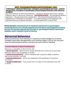 Abnormal Behavior & DSM IV: Psychology Lecture Notes