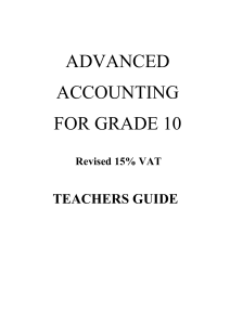 Advanced Accounting Grade 10 Teacher's Guide (Revised VAT)