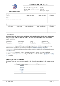 English Linguistics Exam: Phonetics & Phonology