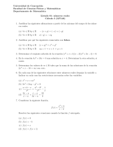 Cálculo I: Lista de Ejercicios de Números Reales