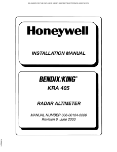 KRA 405 Radar Altimeter Installation Manual