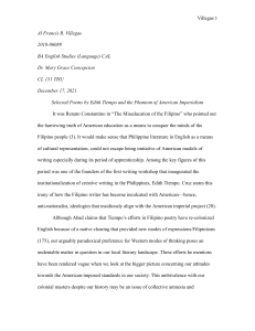 Edith Tiempo Poems & American Imperialism: A Postcolonial Analysis