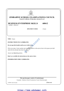 Business Enterprise Skills A-Level Exam Paper